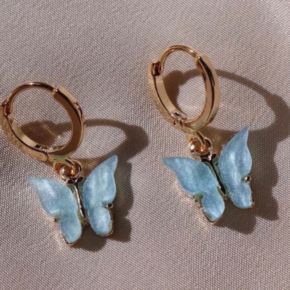 Urban Outfitters Jewelry - 3/ $30 Blue Gold Toned Butterfly Pendant Earrings